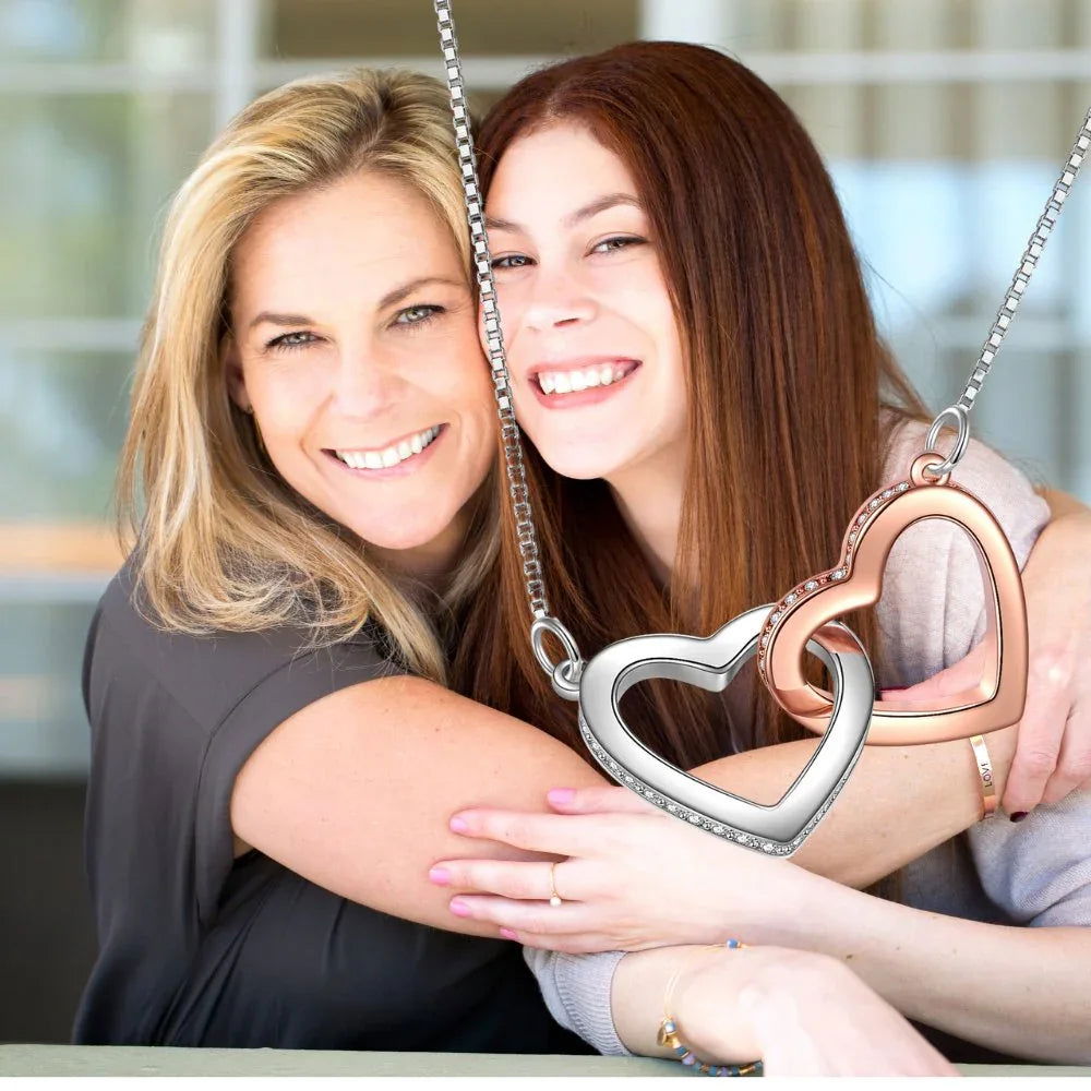 Unbiological Daughter Locked Hearts Necklace with Lumenglass Stand - Giftinum
