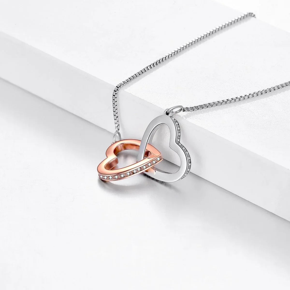 Unbiological Daughter Locked Hearts Necklace with Lumenglass Stand - Giftinum
