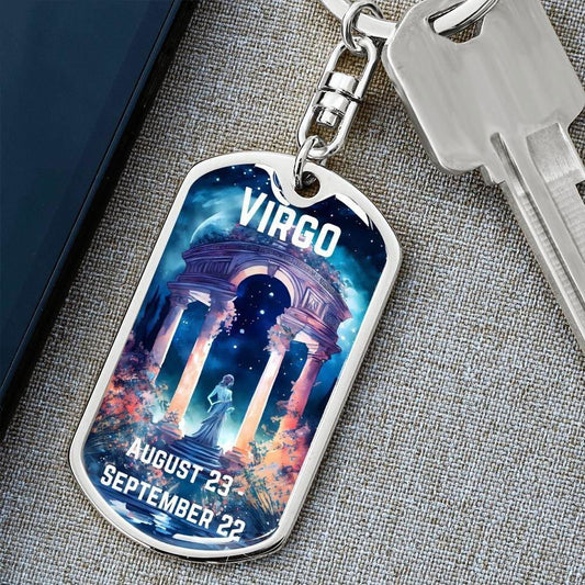 Virgo Keychain Dog Tag with Swivel Keychain (Steel) / No Jewelry Giftinum