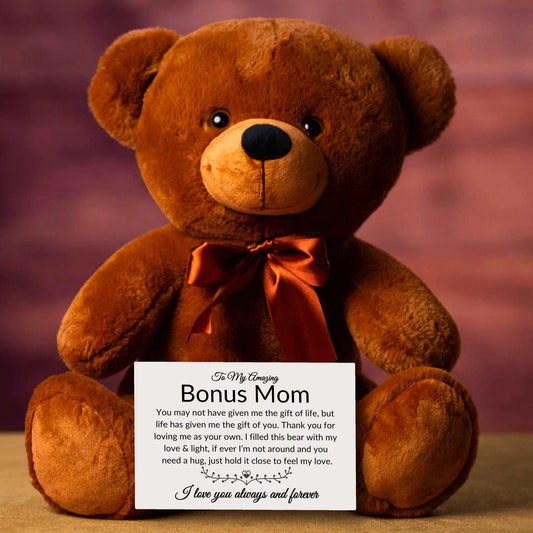 Amazing Bonus Mom - gift of life - Premium Teddy Bear with Canvas Message Card - Just $39.95! Shop now at Giftinum
