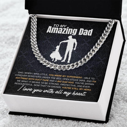 Amazing Dad Cuban Link Chain - you are my hero Stainless Steel / Standard Box Jewelry Giftinum