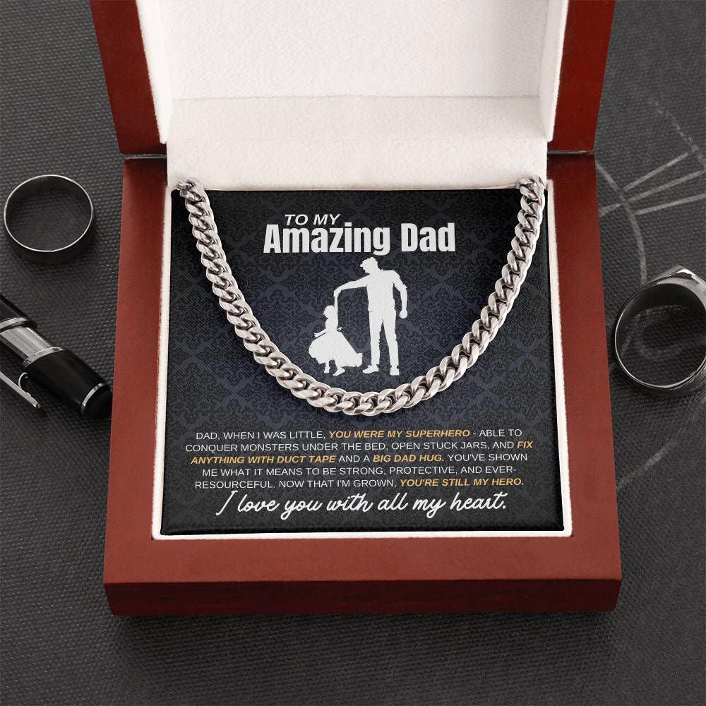 Amazing Dad Cuban Link Chain - you are my hero Jewelry Giftinum