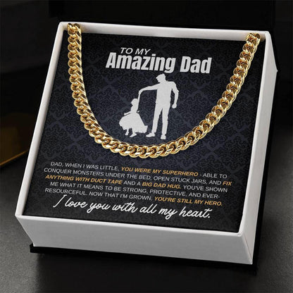 Amazing Dad Cuban Link Chain - you are my hero Jewelry Giftinum