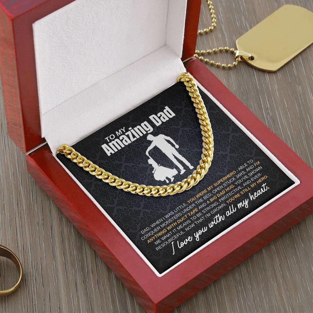 Amazing Dad Cuban Link Chain - you are my hero Stainless Steel / Standard Box Jewelry Giftinum