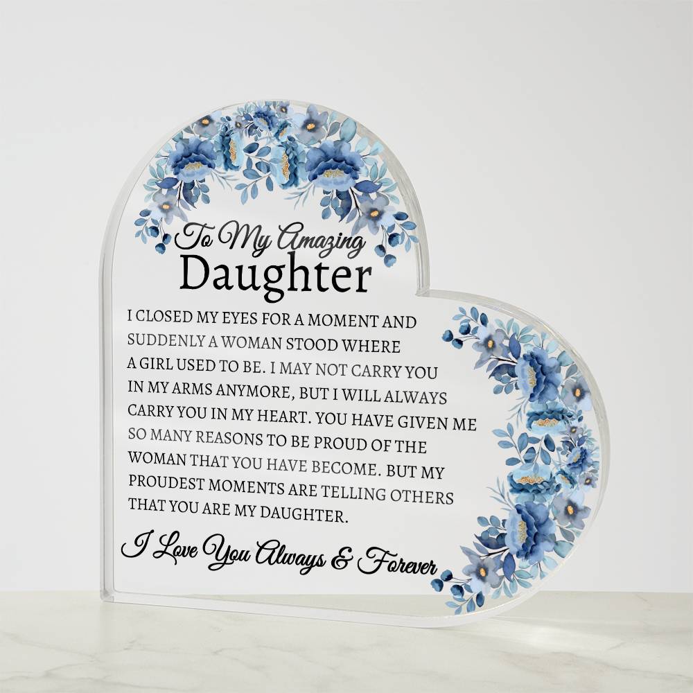 Amazing Daughter Acrylic Plaque | Closed my eyes Jewelry Giftinum