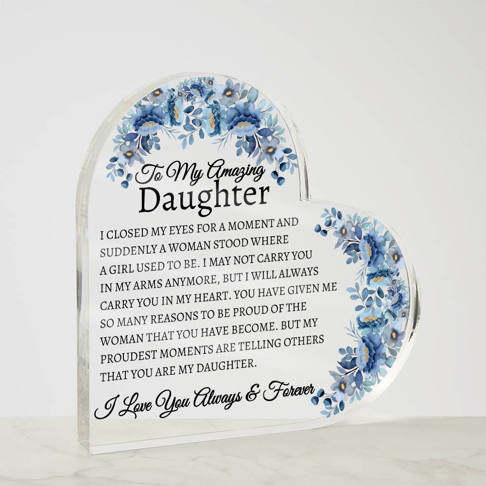 Amazing Daughter Acrylic Plaque | Closed my eyes Jewelry Giftinum