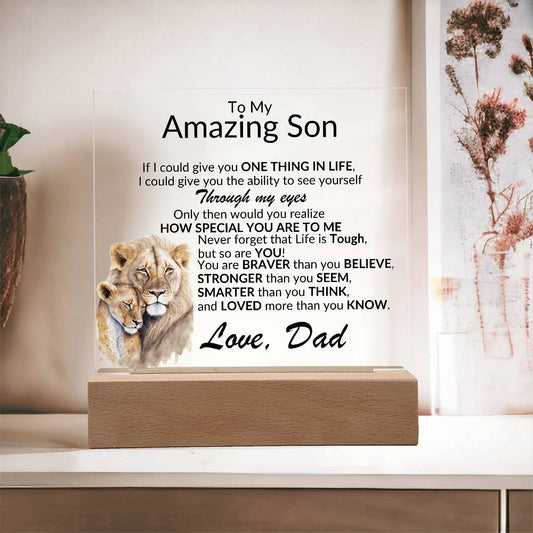 Amazing Son Acrylic Plaque | One thing in life (3) LED Corded Base Jewelry Giftinum