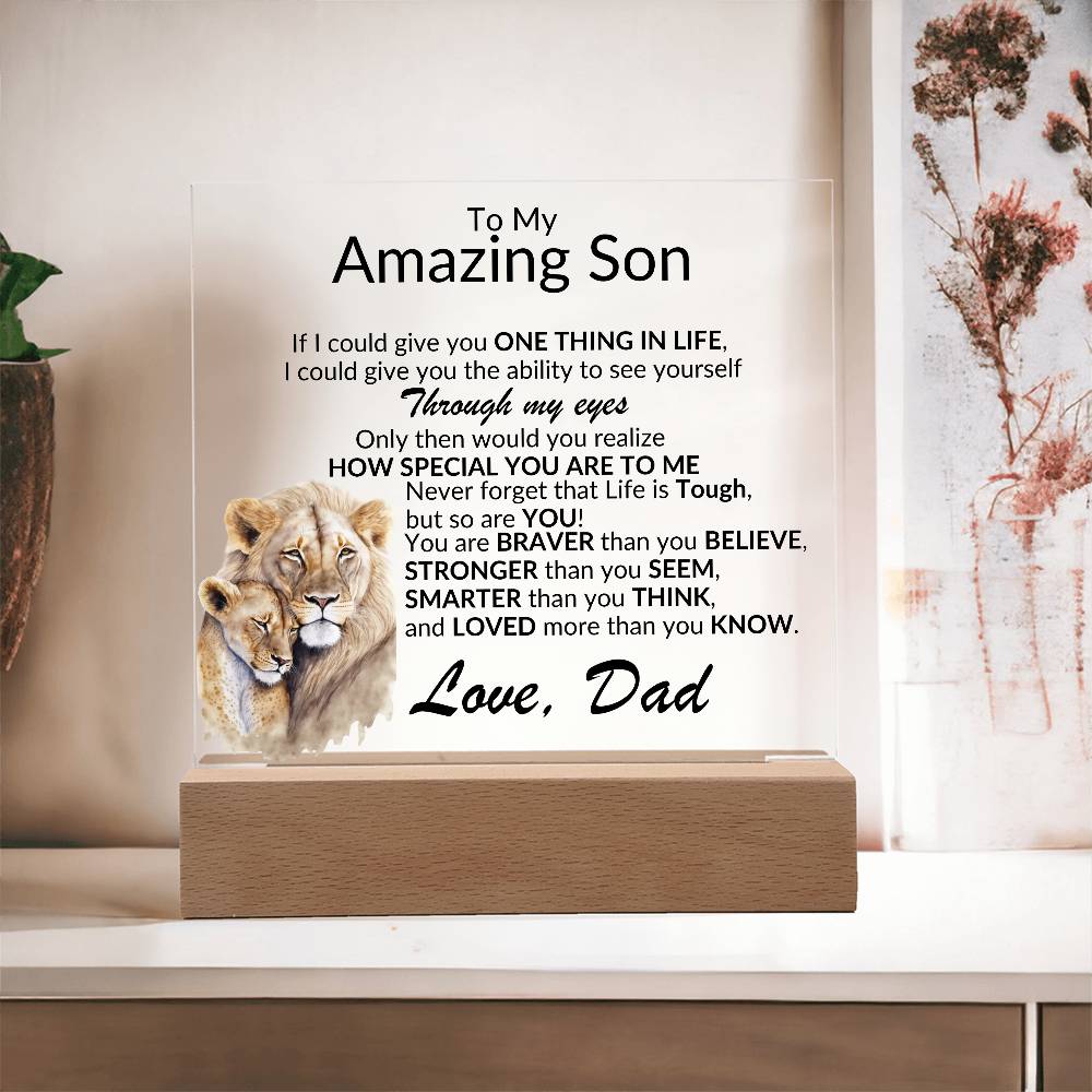 Amazing Son Acrylic Plaque | One thing in life (3) LED Corded Base Jewelry Giftinum