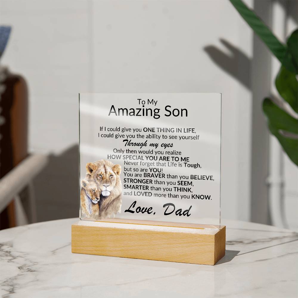 Amazing Son Acrylic Plaque | One thing in life (3) LED Corded Base Jewelry Giftinum