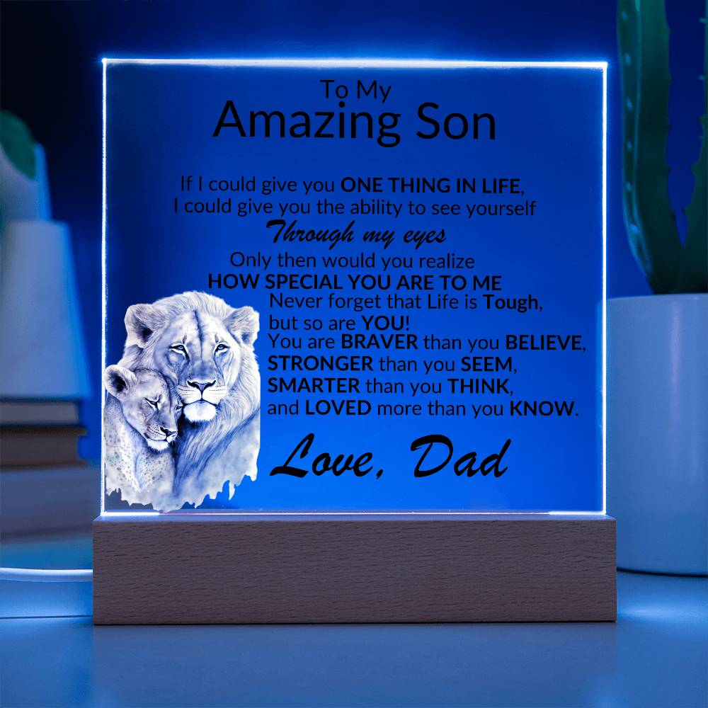 Amazing Son Acrylic Plaque | One thing in life (3) LED Corded Base Jewelry Giftinum