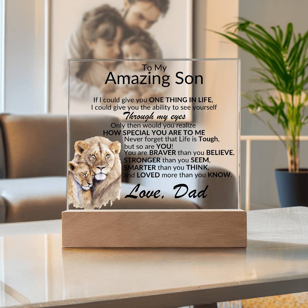 Amazing Son Acrylic Plaque | One thing in life (3) LED Corded Base Jewelry Giftinum