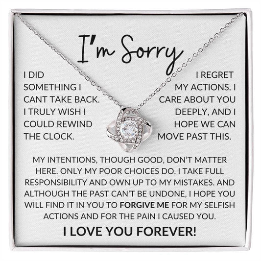 Apology Gift For Her Necklace - I regret my actions 14K White Gold Finish / Standard Box Jewelry Giftinum