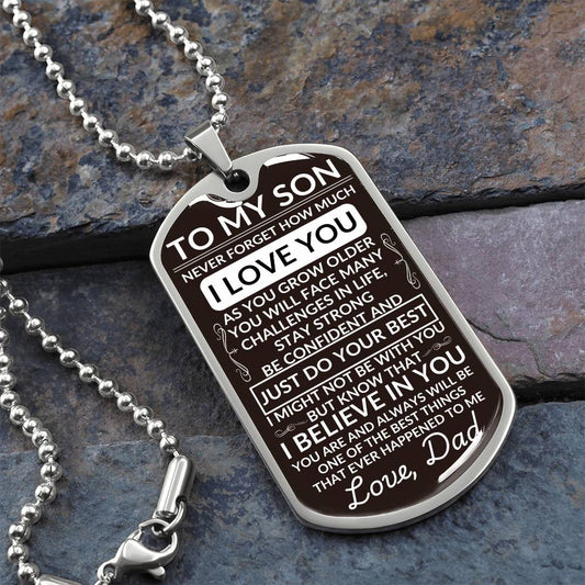 As you grow older | Son Necklace Military Chain (Silver) / No Jewelry Giftinum