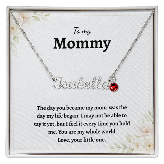 New Mom Name Necklace with Birthstone, Personalized Gift for Mom s08