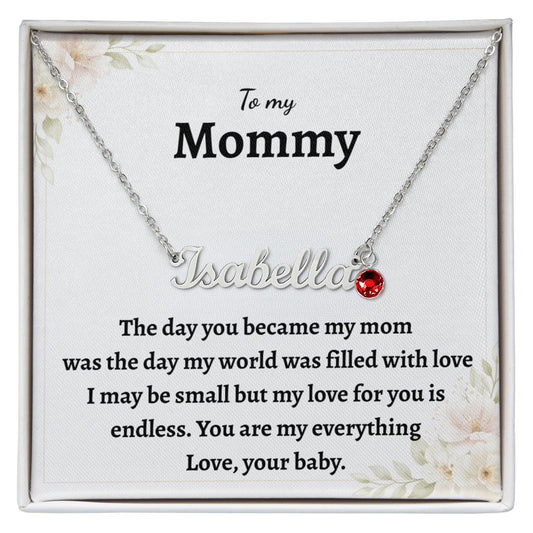 New Mom Name Necklace with Birthstone, Personalized Gift for Mom ss07