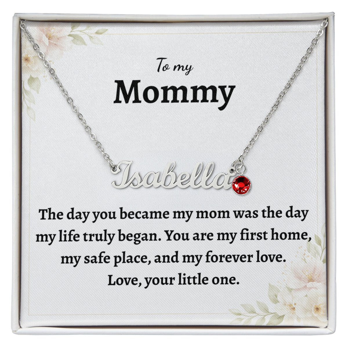 New Mom Name Necklace with Birthstone, Personalized Gift for Mom ss03