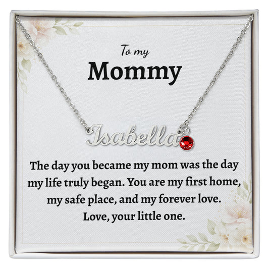 New Mom Name Necklace with Birthstone, Personalized Gift for Mom ss03