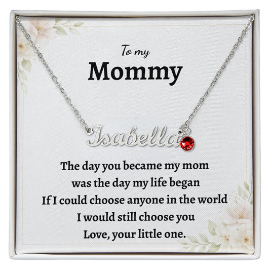 New Mom Name N0ecklace with Birthstone, Personalized Gift for Mom ss05