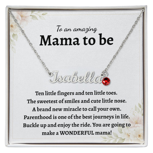 New Mom Name Necklace with Birthstone, Personalized Gift for Mom ss02