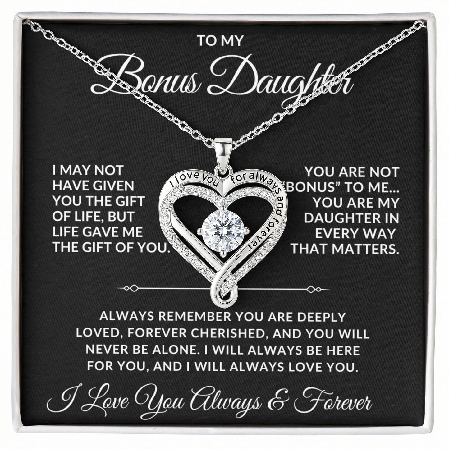 Bonus Daughter Necklace Gift, Meaningful Jewelry for Her