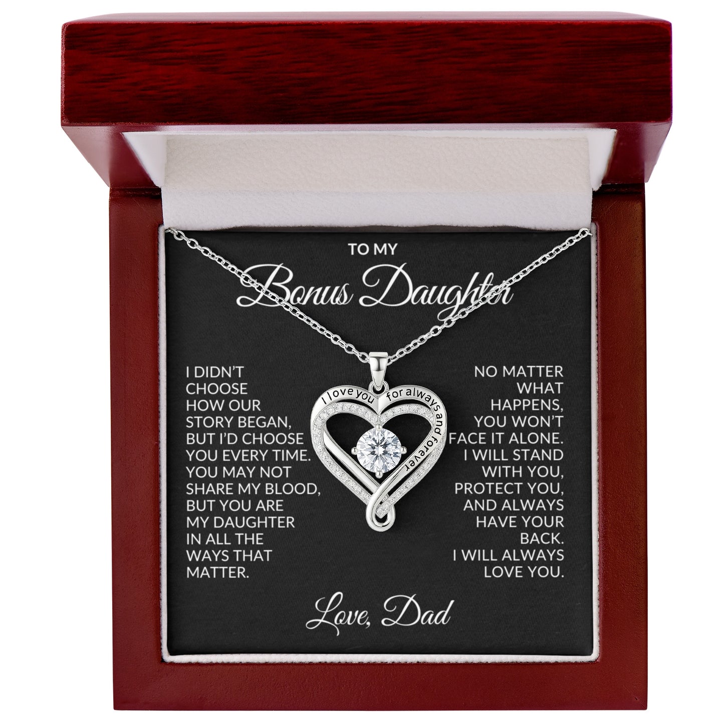 To My Bonus Daughter - "I Didn't Choose Our Story" Love You Always Necklace