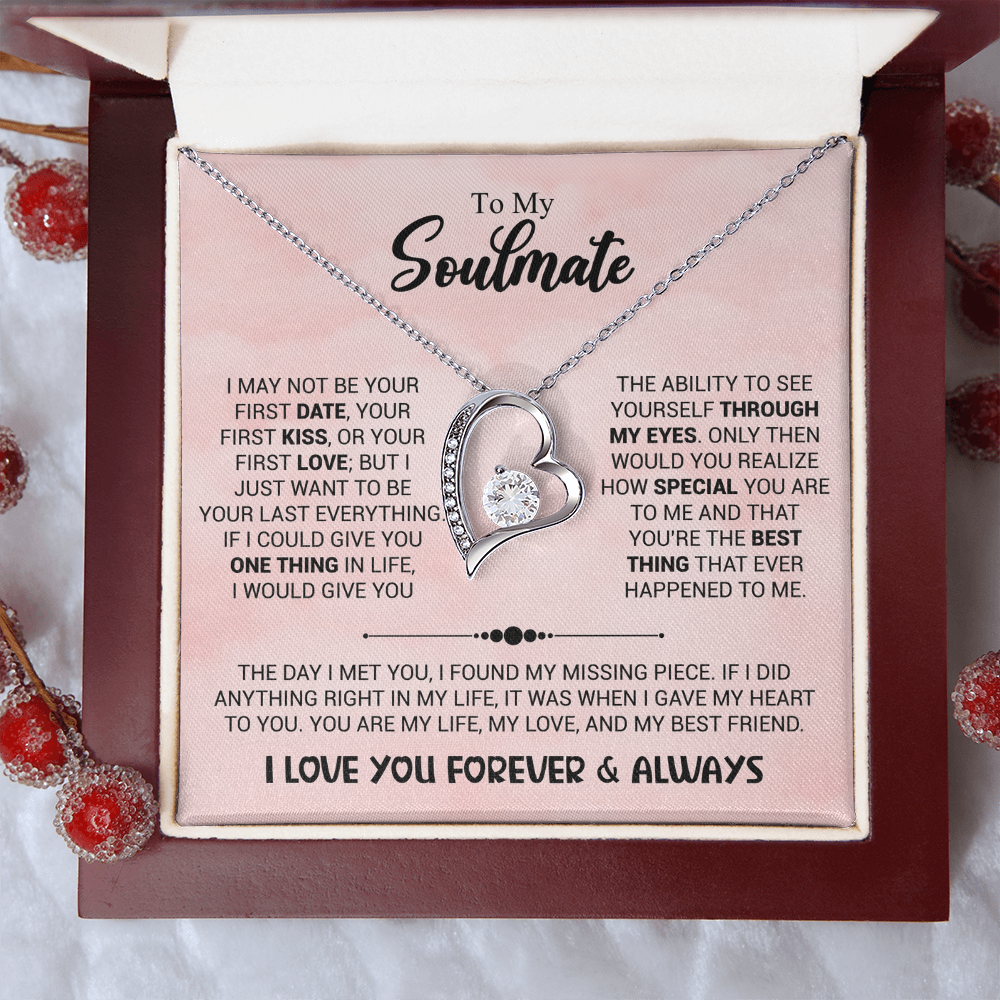 Soulmate Necklace - "Found My Missing Piece" 14k White Gold Finish / Standard Box Jewelry Giftinum