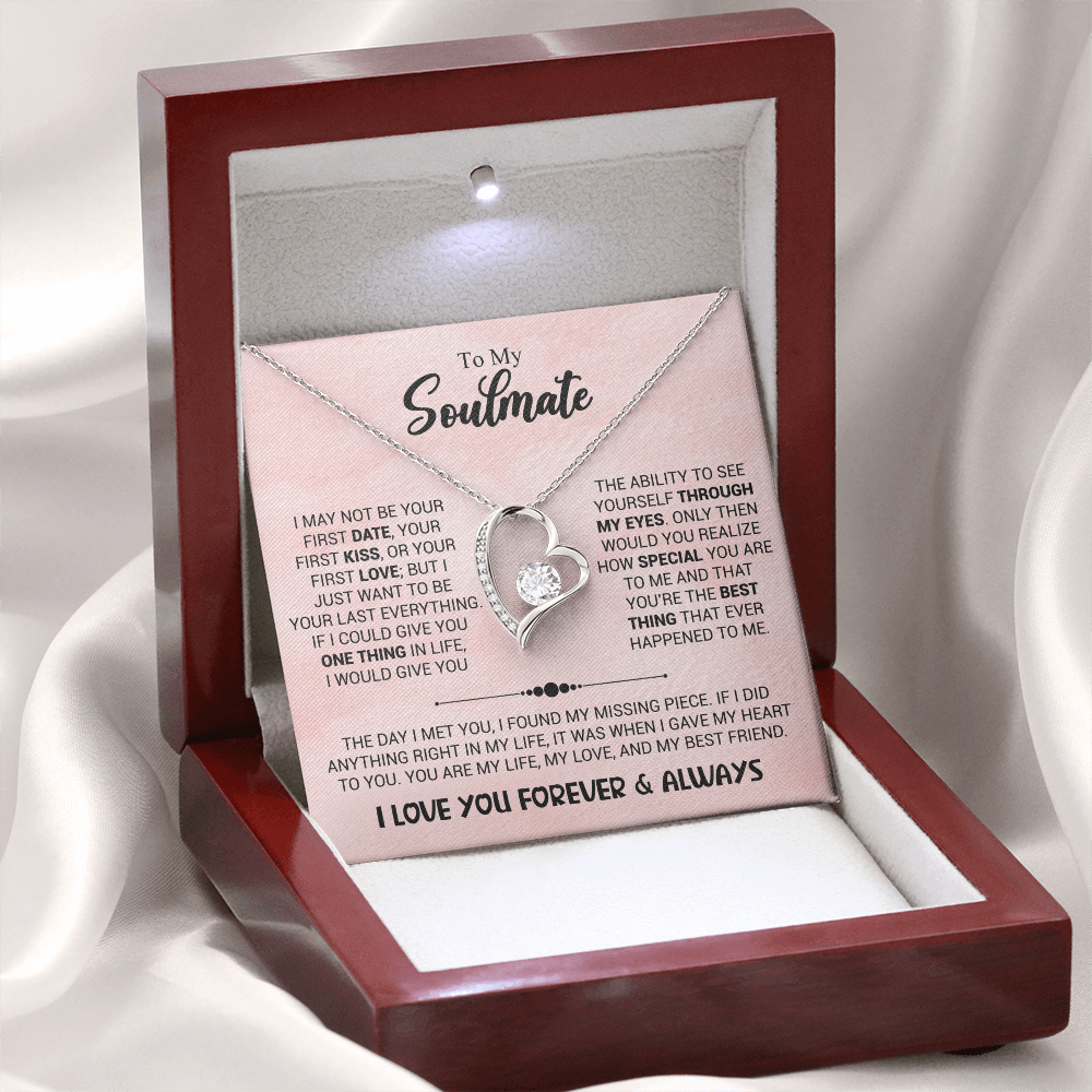 Soulmate Necklace - "Found My Missing Piece" 14k White Gold Finish / Luxury Box Jewelry Giftinum