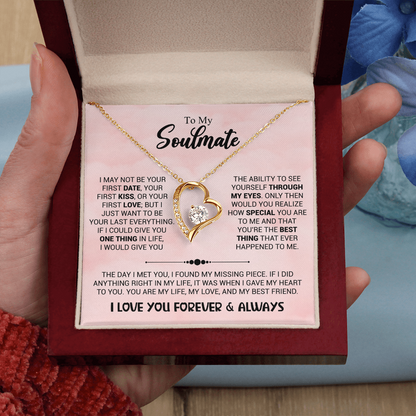 Soulmate Necklace - "Found My Missing Piece" 14k White Gold Finish / Standard Box Jewelry Giftinum