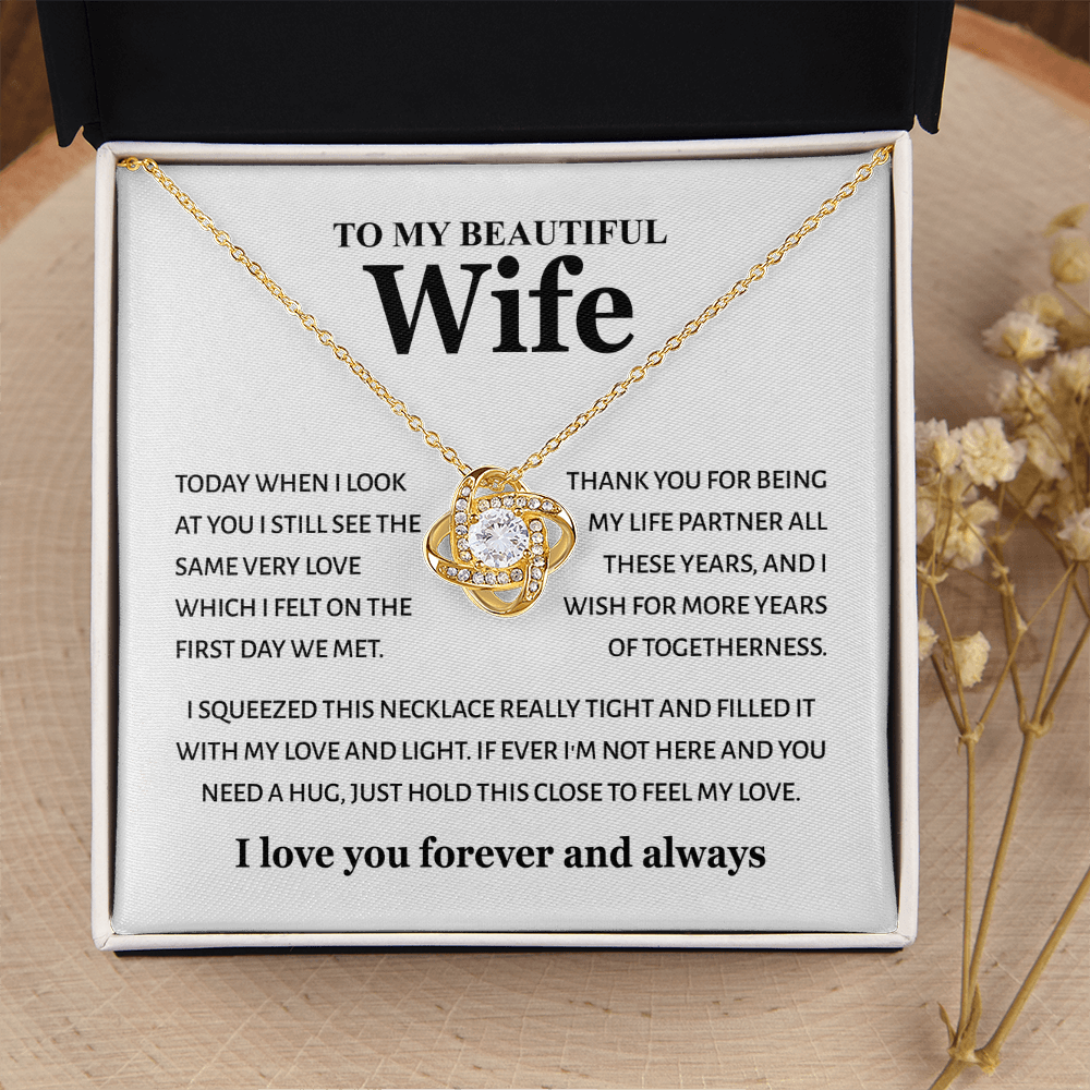 To My Beautiful Wife - "My Life Partner" 14K White Gold Finish / Standard Box Jewelry Giftinum