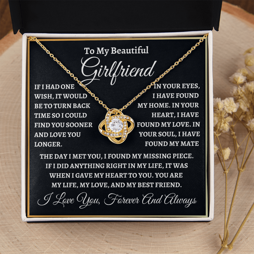 To My Beautiful Girlfriend - "Turn Back Time" - 18K Yellow Gold Finish / Standard Box Jewelry Giftinum