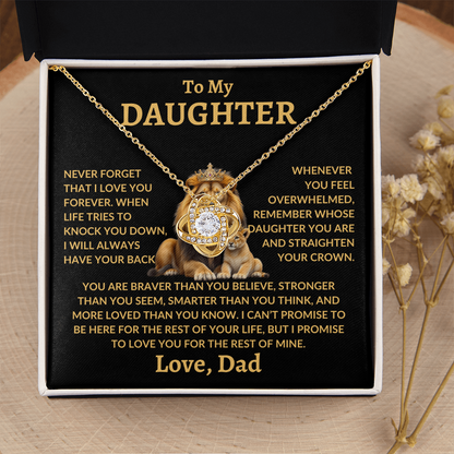 To My Daughter Necklace - "Straighten Your Crown" 18K Yellow Gold Finish / Standard Box Jewelry Giftinum