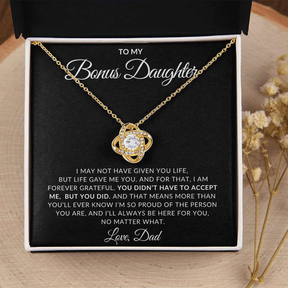 To My Bonus Daughter – Love Knot Necklace from Dad