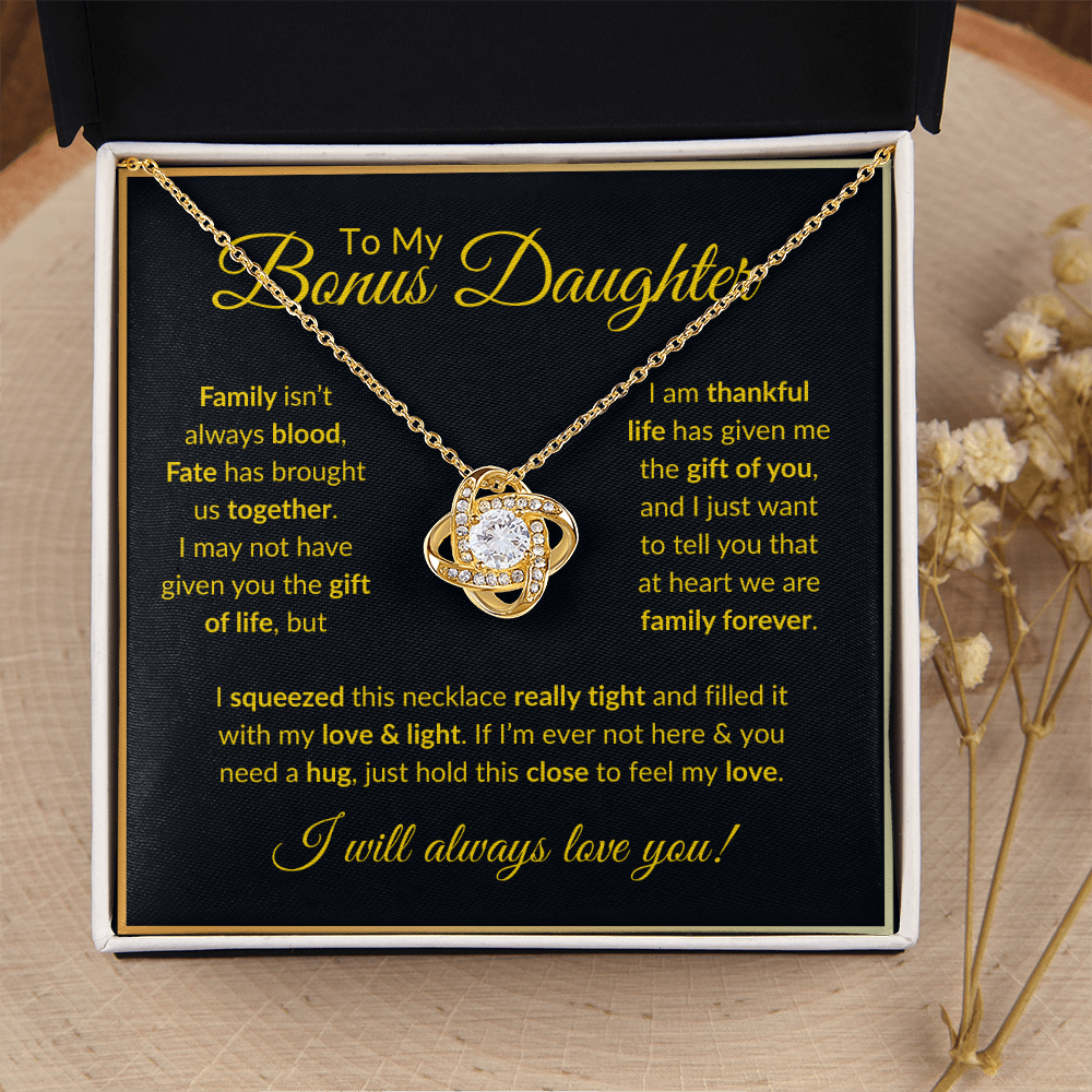 To My Bonus Daughter Necklace - Family isn't always blood