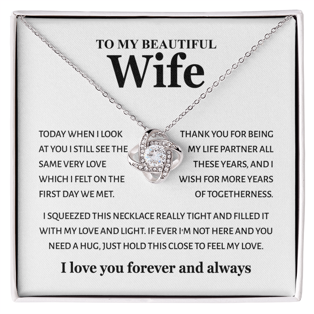 To My Beautiful Wife - "My Life Partner" 14K White Gold Finish / Standard Box Jewelry Giftinum