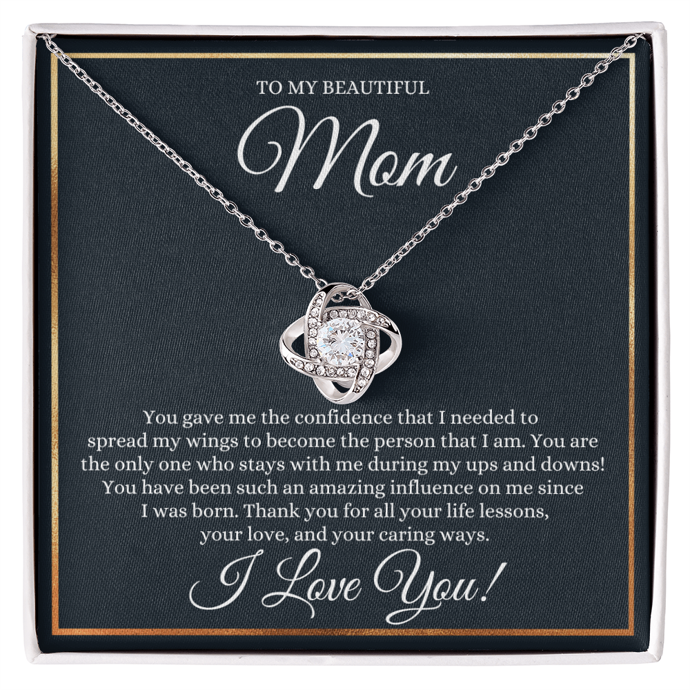 To My Beautiful Mom Necklace - You Gave Me The Confidense 14K White Gold Finish / Standard Box Jewelry Giftinum