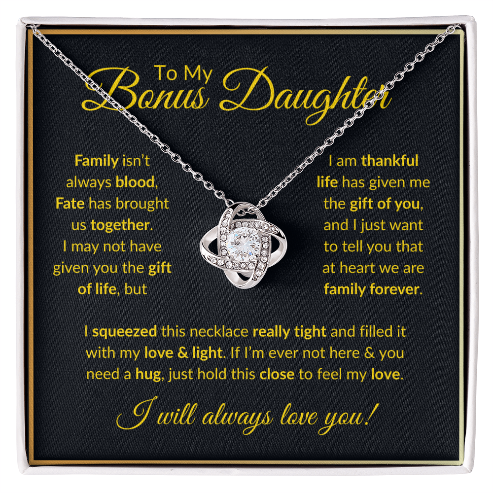 To My Bonus Daughter Necklace - Family isn't always blood