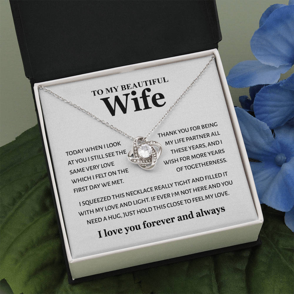 To My Beautiful Wife - "My Life Partner" 14K White Gold Finish / Standard Box Jewelry Giftinum