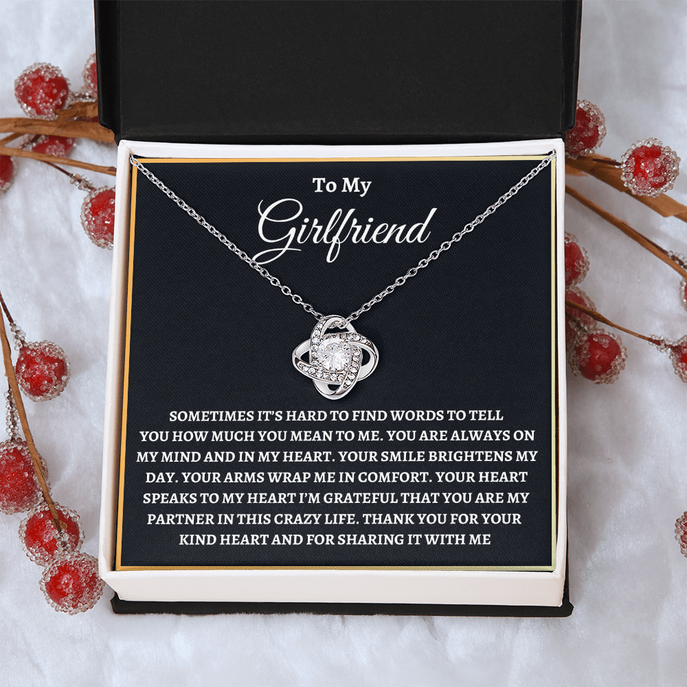 To My Girlfriend Necklace - "Hard To Find The Words" 14K White Gold Finish / Standard Box Jewelry Giftinum