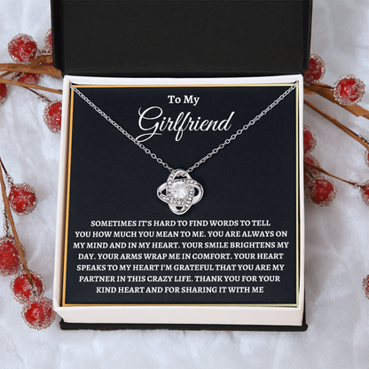 To My Girlfriend Necklace - "Hard To Find The Words" 14K White Gold Finish / Standard Box Jewelry Giftinum