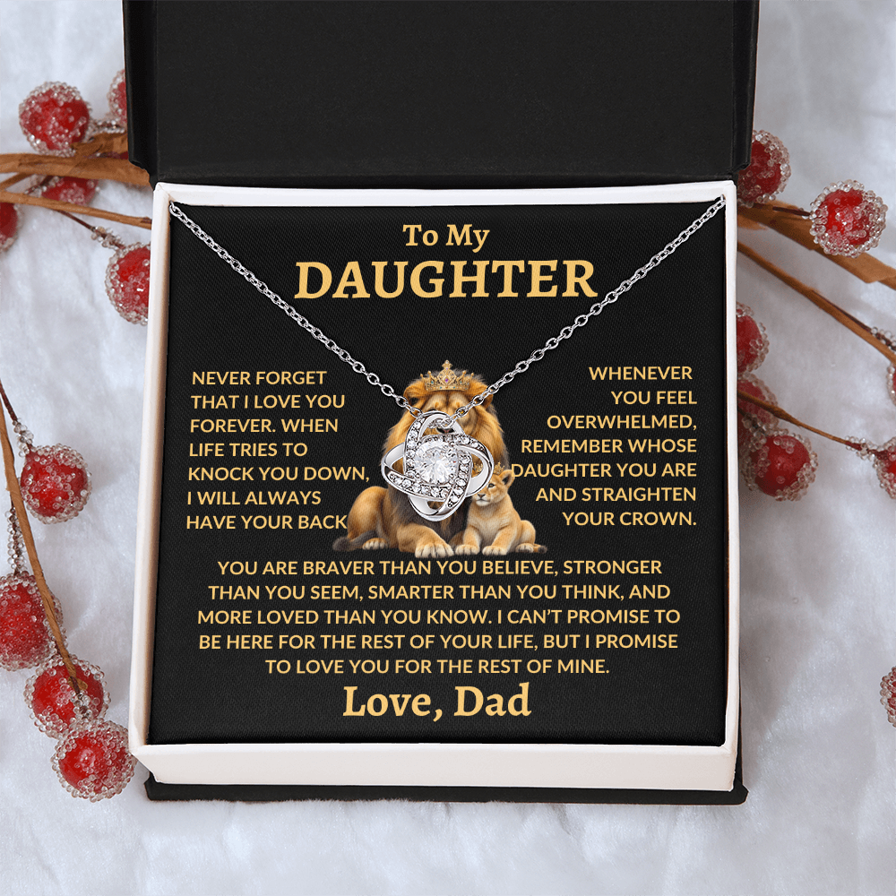 To My Daughter Necklace - "Straighten Your Crown" 14K White Gold Finish / Standard Box Jewelry Giftinum