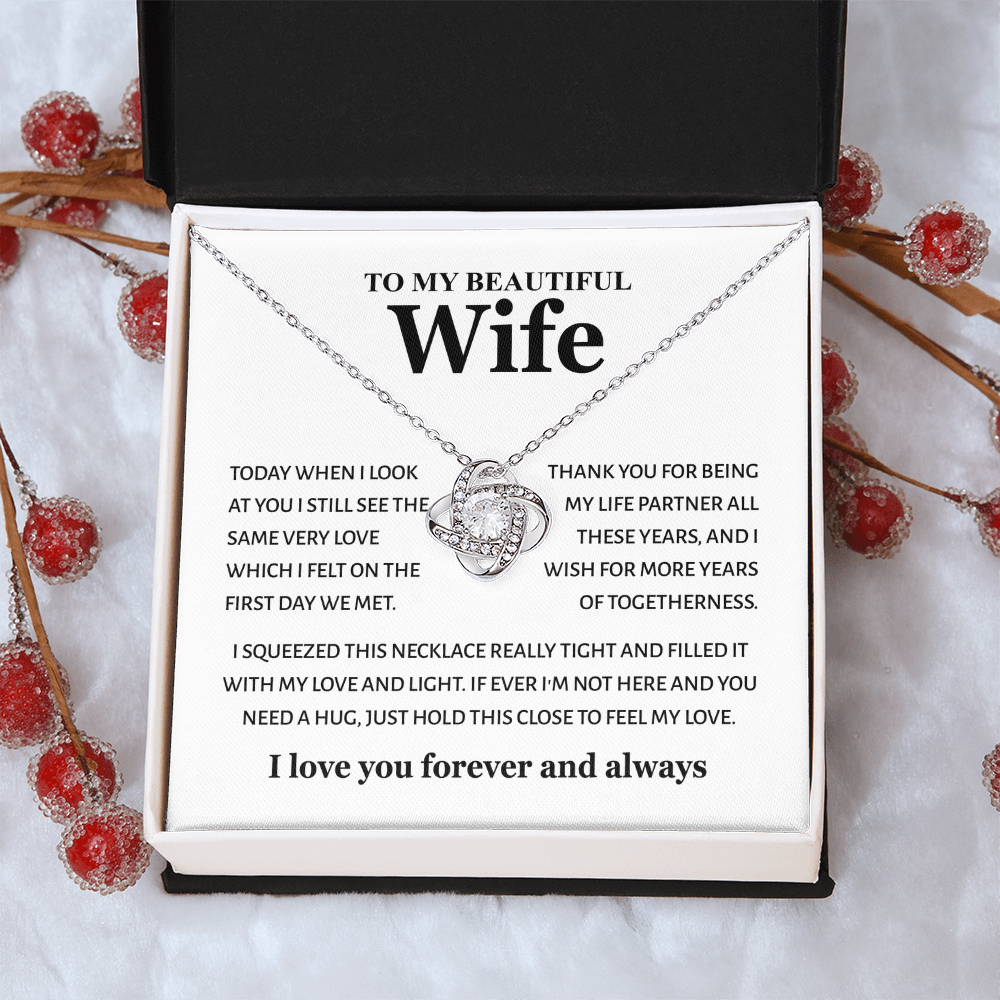 To My Beautiful Wife - "My Life Partner" 14K White Gold Finish / Standard Box Jewelry Giftinum