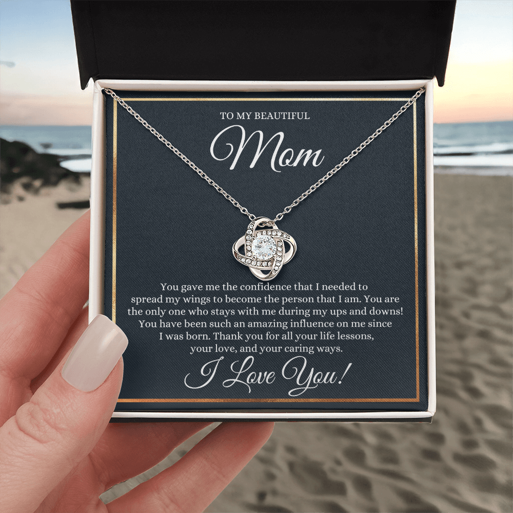 To My Beautiful Mom Necklace - You Gave Me The Confidense 14K White Gold Finish / Standard Box Jewelry Giftinum