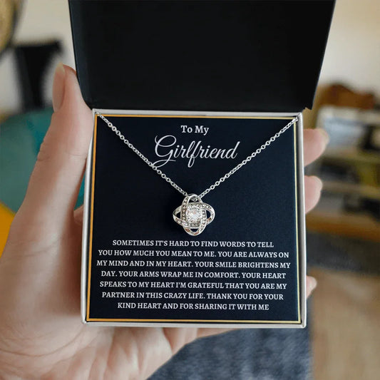 To My Girlfriend Necklace - "Hard To Find The Words" - Giftinum