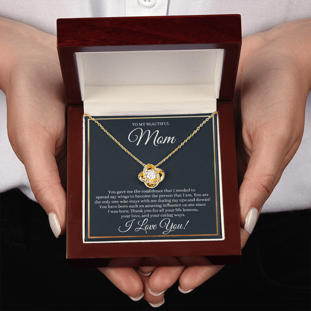 To My Beautiful Mom Necklace - You Gave Me The Confidense 14K White Gold Finish / Standard Box Jewelry Giftinum