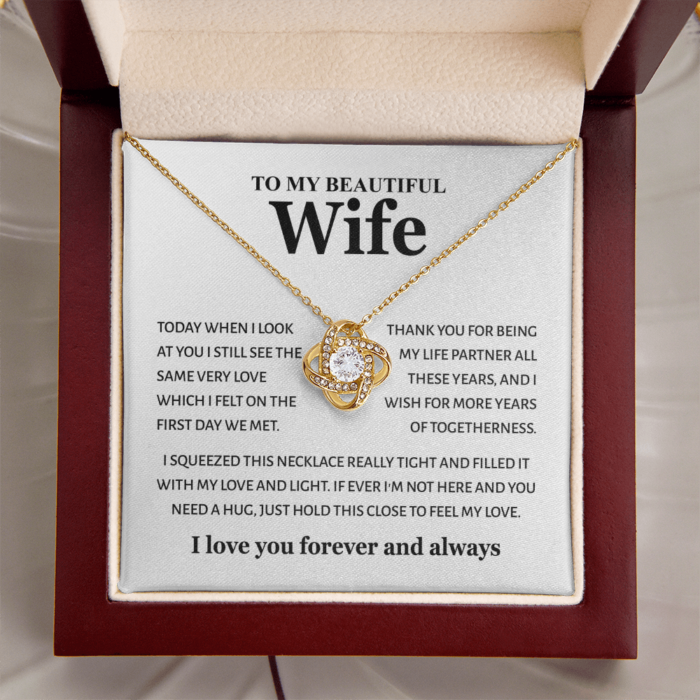 To My Beautiful Wife - "My Life Partner" 14K White Gold Finish / Standard Box Jewelry Giftinum