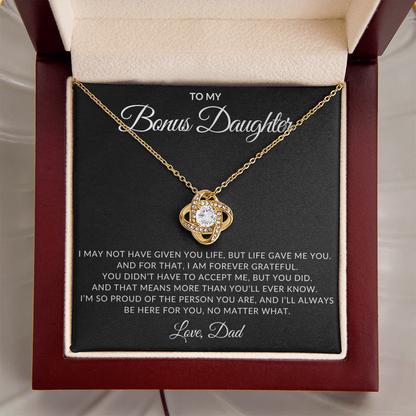 To My Bonus Daughter – Love Knot Necklace from Dad