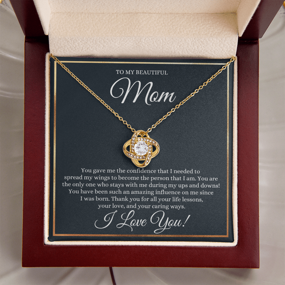 To My Beautiful Mom Necklace - You Gave Me The Confidense 14K White Gold Finish / Standard Box Jewelry Giftinum