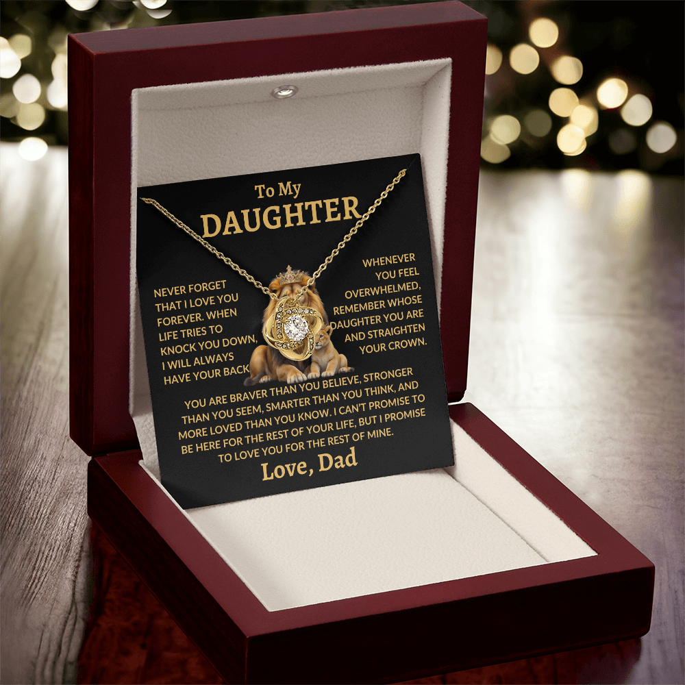 To My Daughter Necklace - "Straighten Your Crown" 18K Yellow Gold Finish / Luxury Box Jewelry Giftinum