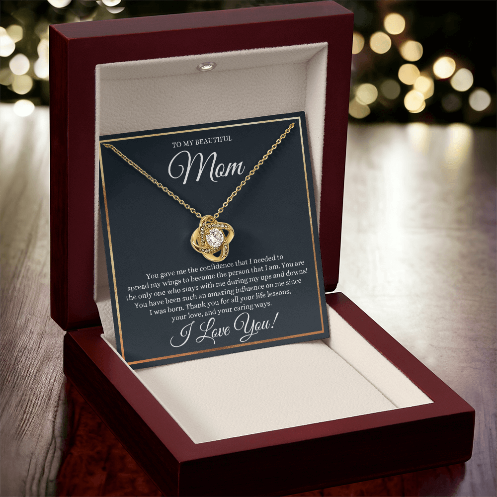 To My Beautiful Mom Necklace - You Gave Me The Confidense 18K Yellow Gold Finish / Luxury Box w/LED 🔥 Jewelry Giftinum