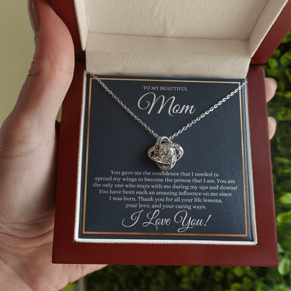 To My Beautiful Mom Necklace - You Gave Me The Confidense 14K White Gold Finish / Standard Box Jewelry Giftinum